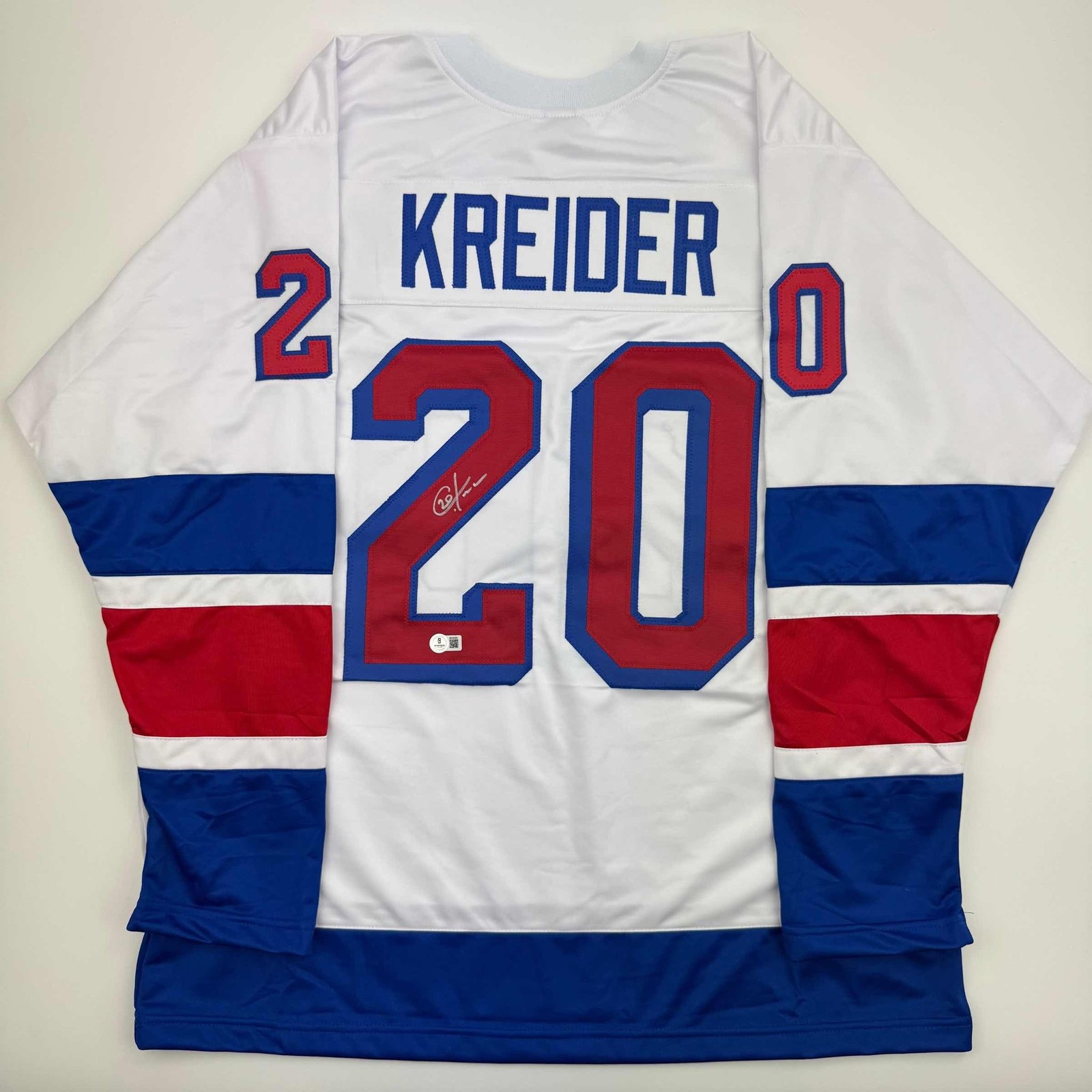 Autographed/Signed Chris Kreider New York White Jersey Beckett BAS COA Autographed/Signed Chris Kreider New York White Jersey Beckett BAS COA