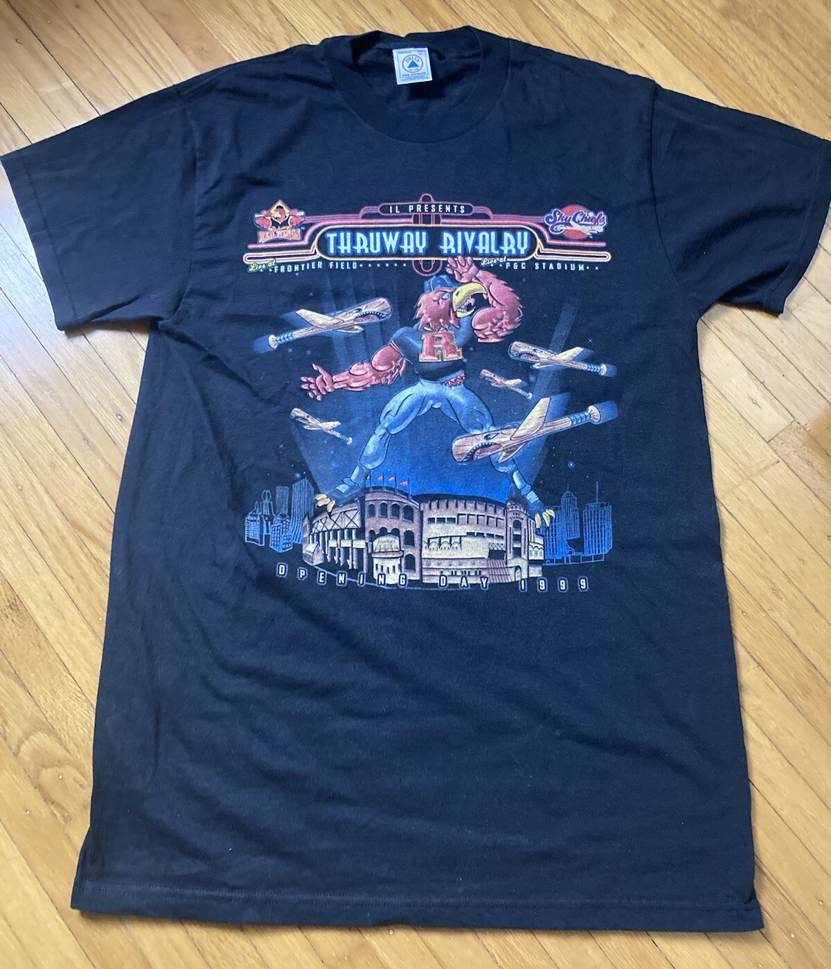 Vintage Rochester Red Wings Baseball T-Shirt 1999 spike cartoon caricature NEW