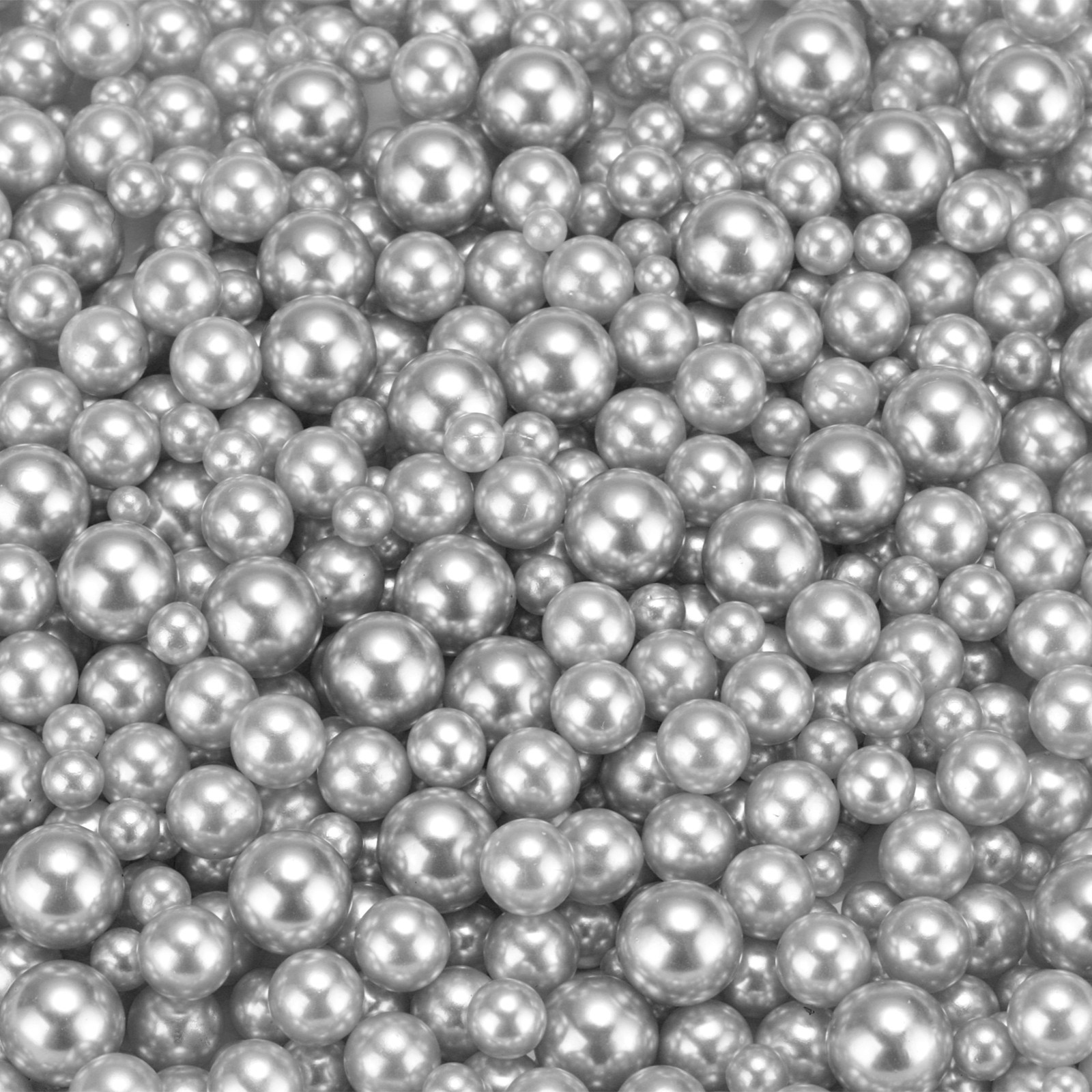 800Pcs Faux Pearl for Crafting 3-8mm No Hole ABS Round Pearls Beads Silver