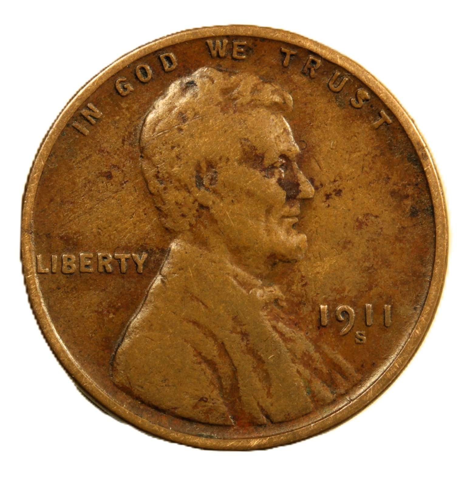 1911-S 1C BN Lincoln Cent- Choice VF- SMH 1995