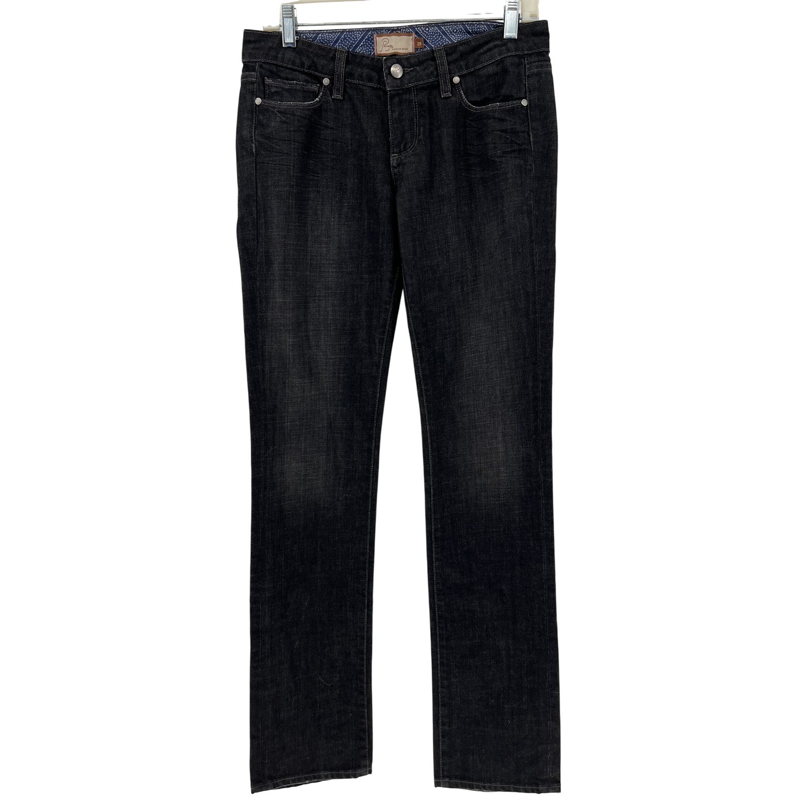 Paige Premium Denim Womens Black Straight Leg Dark Wash Jeans Size 29 X 34 LONG