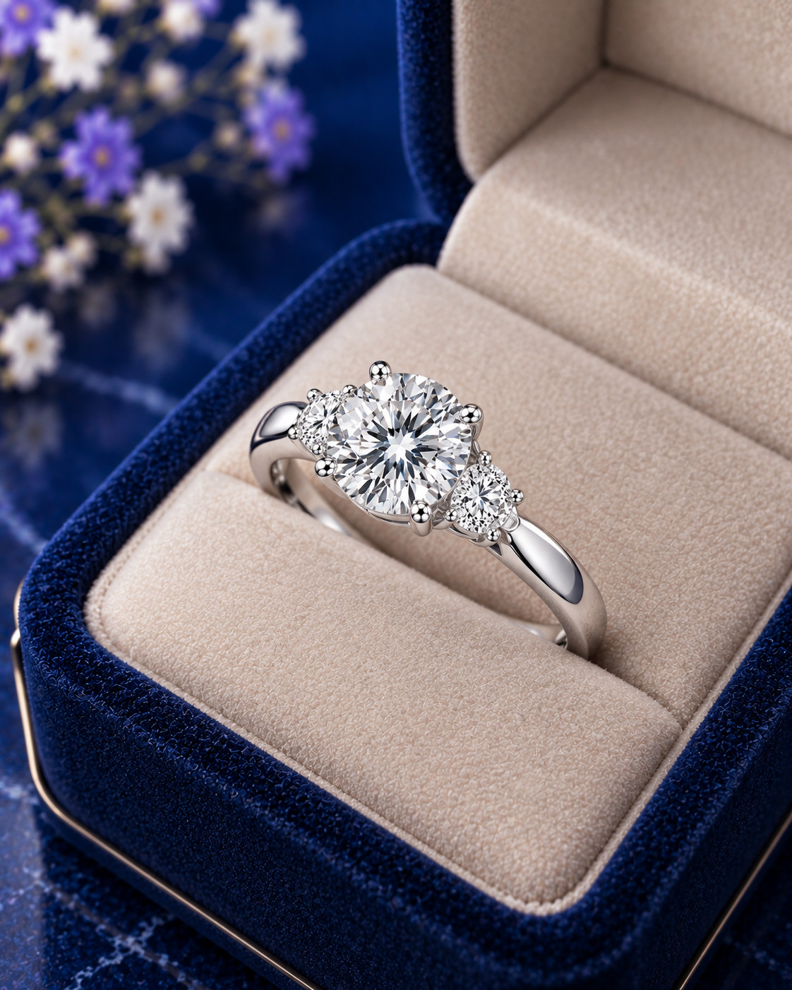 3.88 Ct IGI Certified Lab Grown Diamond Engagement Ring Round Cut 14k White Gold