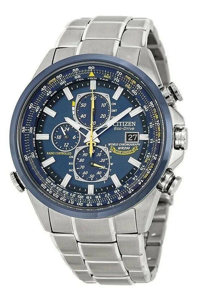 Citizen Men\'s Blue Angels World Chronograph Eco Drive Watch AT8020-54L NEW