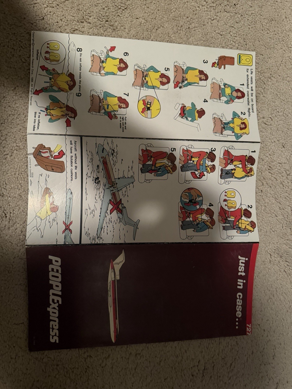 PEOPLE EXPRESS AIRLINES BOEING 727 Safety Card PEOPLE EXPRESS AIRLINES BOEING 727 Safety Card