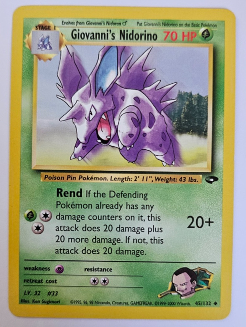 Pokémon TCG Vintage 2000 Giovanni's Nidorino Uncommon Gym Challenge 45/132 LP Pokémon TCG Vintage 2000 Giovanni's Nidorino Uncommon Gym Challenge 45/132 LP