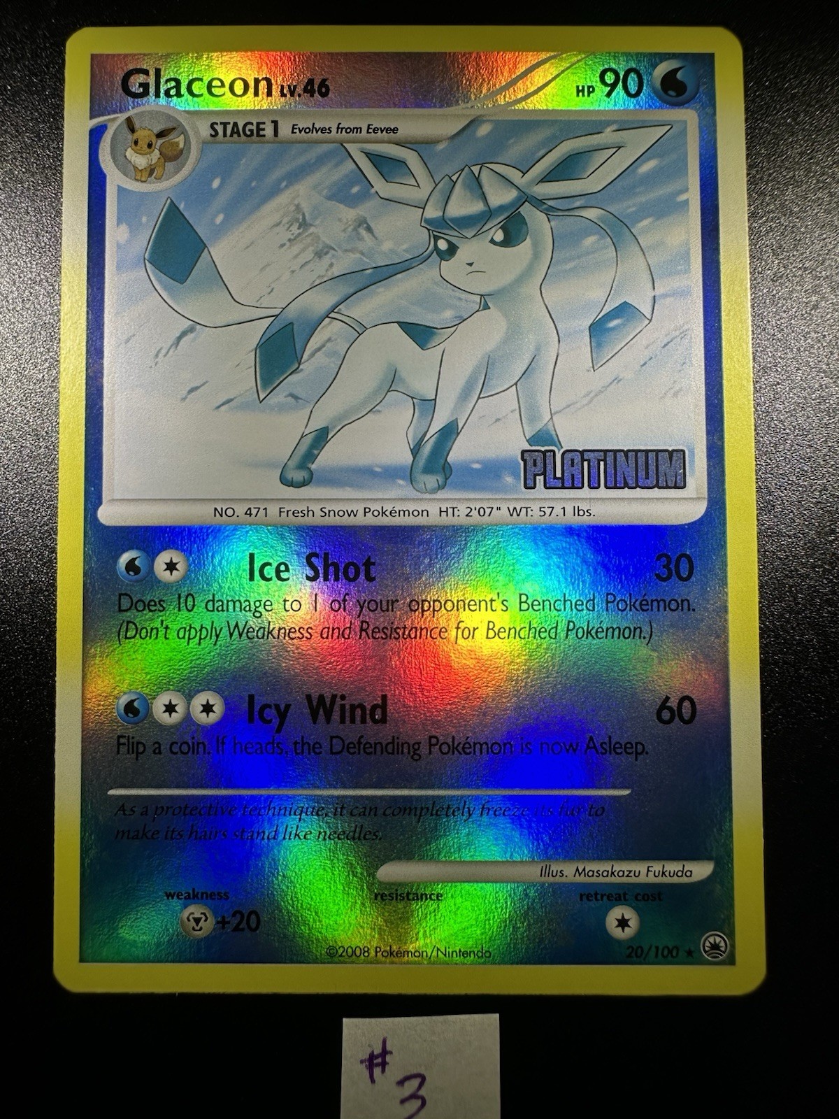 2008 Pokemon Glaceon Burger King Promo Stamped Platinum Reverse Holo Vintage 320