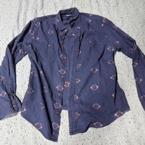 Urban Pipeline Southwestern Aztec Flannel Shirt Vintage Blue Geometric XL Urban Pipeline Southwestern Aztec Flannel Shirt Vintage Blue Geometric XL