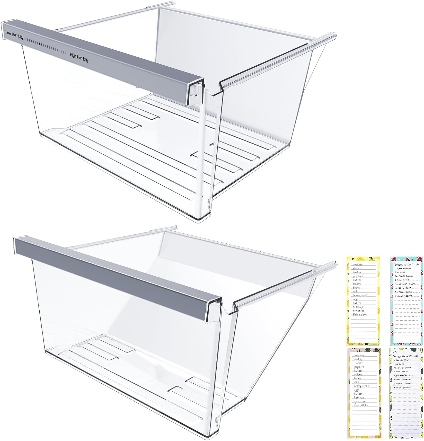 2 PACK W11162443 & W11162446 Refrigerator Crisper Drawer Fit Whirlpool Fridge
