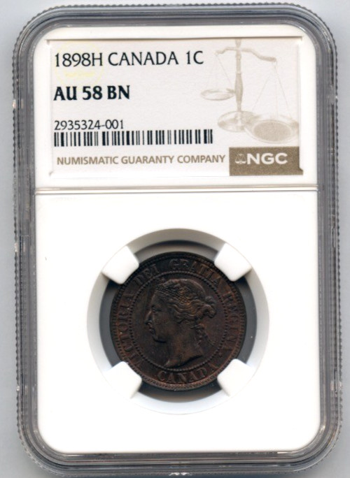 1898-H CANADA 1 Cent Queen Victoria NGC AU 58 BN, 