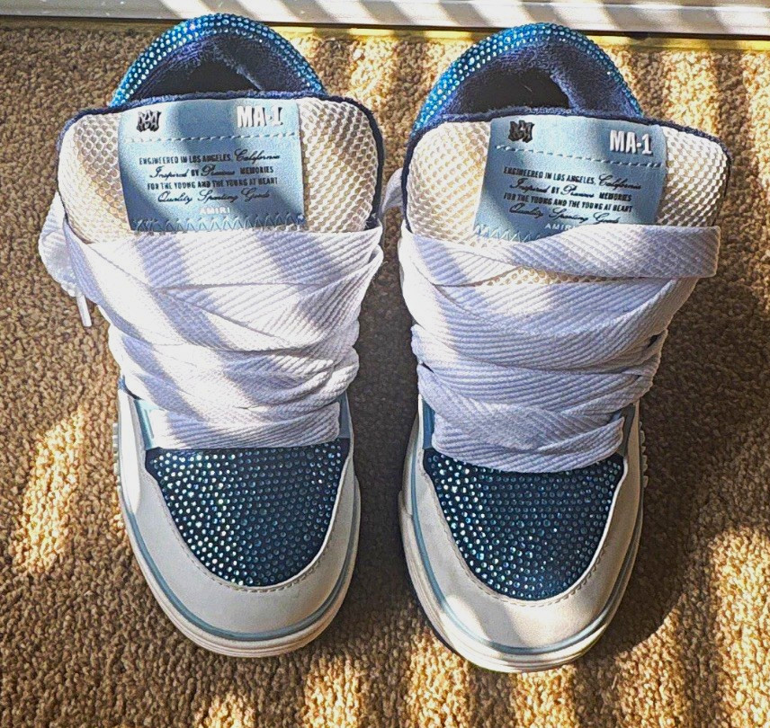 AMIRI MA-1 Men’s High Top Athletic Sneaker Lace-Up White/Blue
