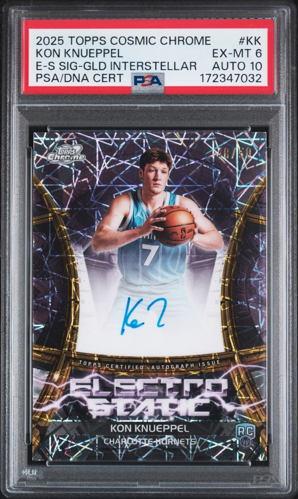 2025-26 Topps Cosmic Chrome - Electro Static Signatures Kon Knueppel Gold /50