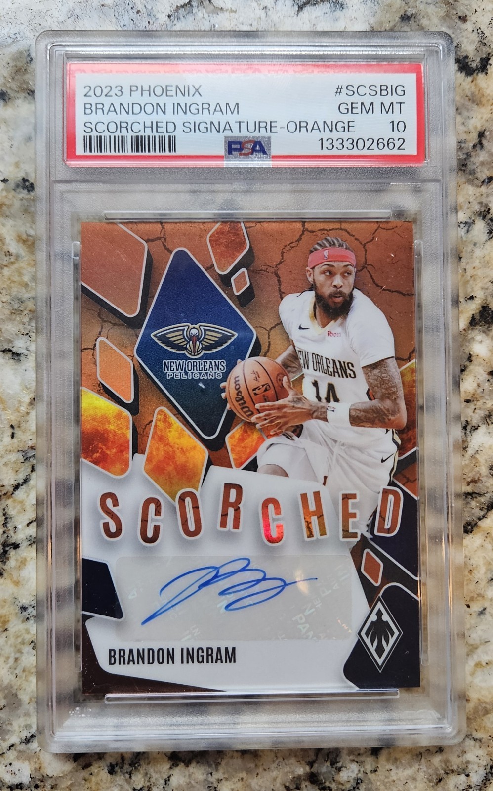 🔥 Pop 2 Brandon Ingram Scorched Auto Orange /49 PSA 10 🔥 2023 Phoenix