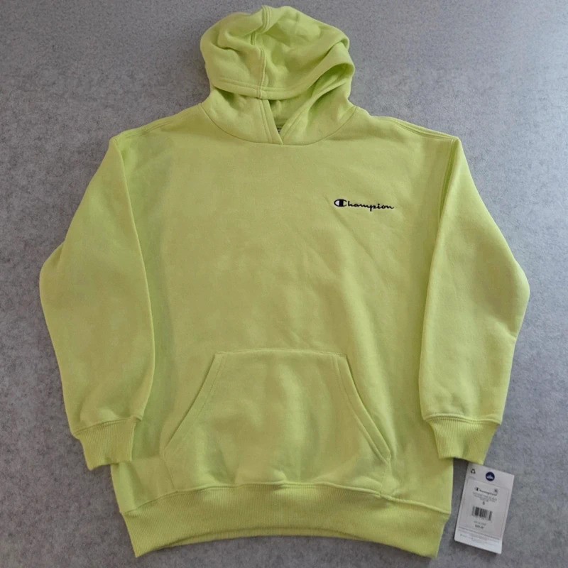 Champion East Coast Youth Hoodie Neon Lime Green Pullover Sweatshirt - S 7/8