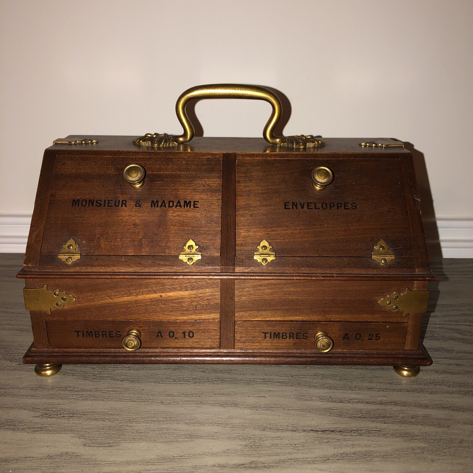 1896 French Jewelry Box  Wood Handmade France Handsome Authentic Antique Rare