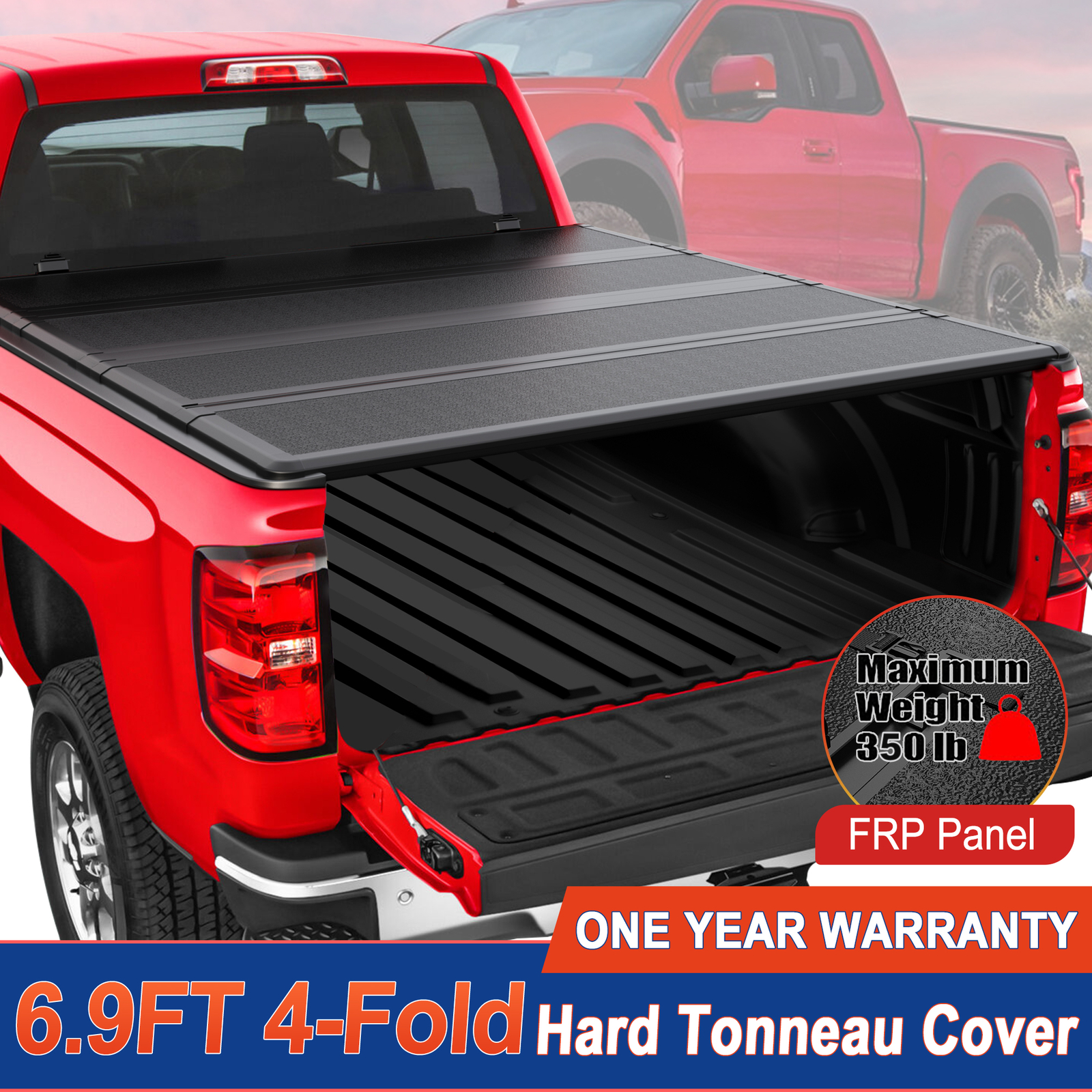 6.9FT 4-Fold FRP Hard Tonneau Cover For 2019-2026 Silverado Sierra 2500HD 3500HD 6.9FT 4-Fold FRP Hard Tonneau Cover For 2019-2026 Silverado Sierra 2500HD 3500HD