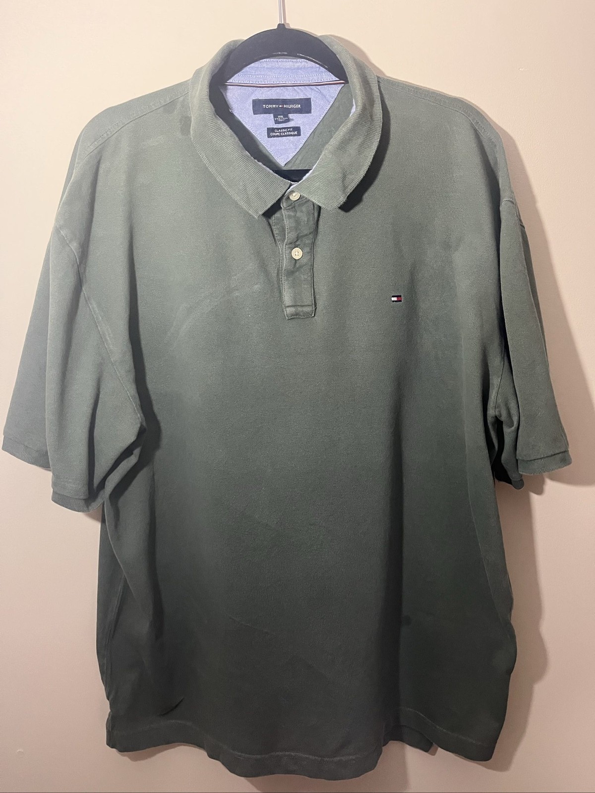 Tommy Hilfiger Men\'s Olive Classic Fit Polo Shirt XXL Cotton