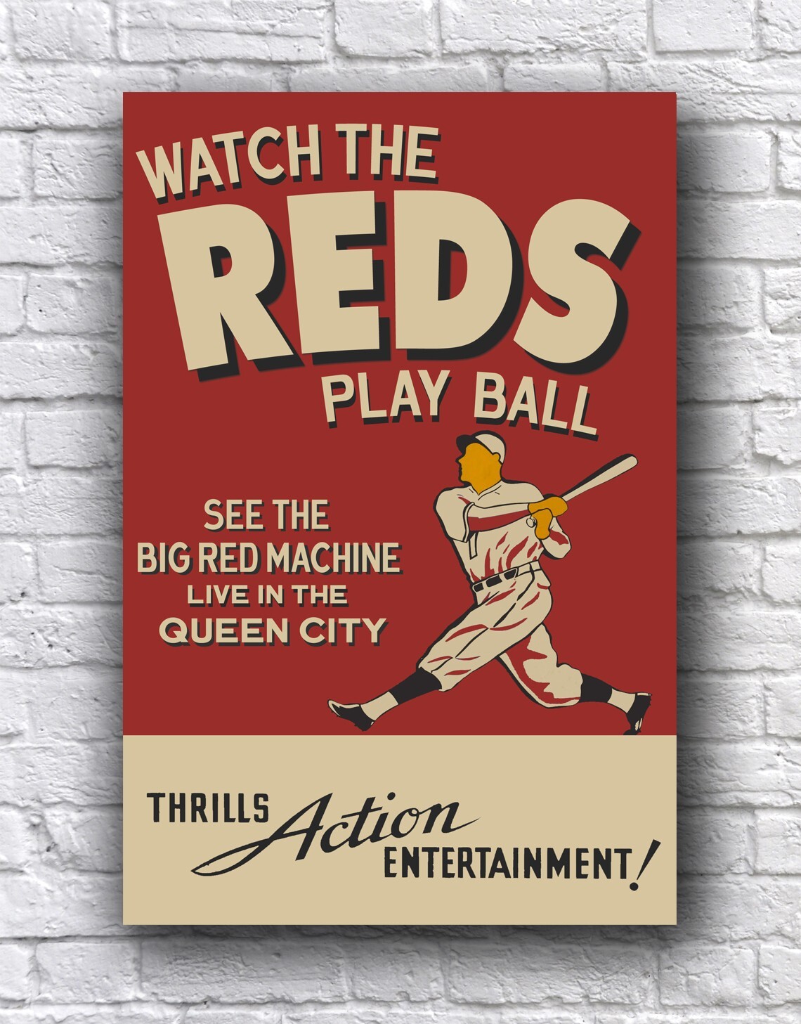 Cincinnati Reds Vintage Style Play Ball Big Red Machine Cardstock Poster