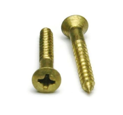 #10-13 Brass Philips Oval Head Wood Screw - Select Length & Pkg Qty