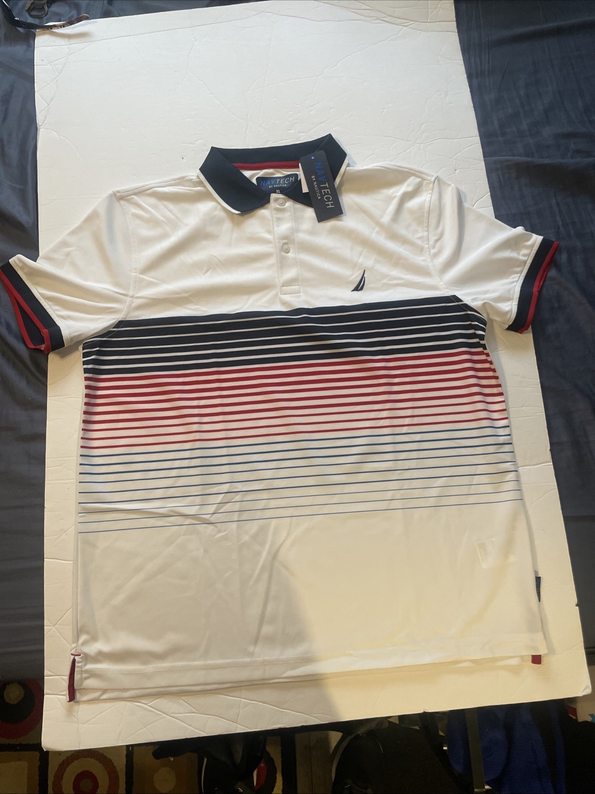 Navtech By Nautica Red White And Blue Golf Shirt XL NEW WITH TAGS Navtech By Nautica Red White And Blue Golf Shirt XL NEW WITH TAGS