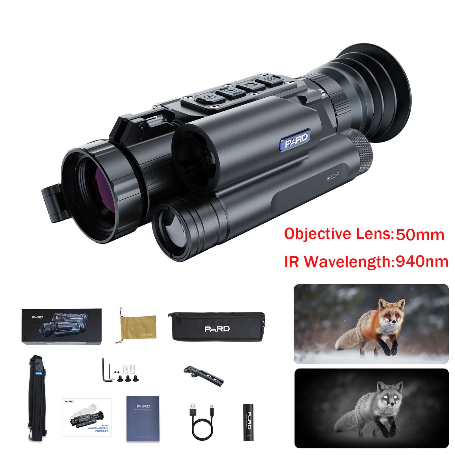 NV008SP2 Digital Night Vision Scope 50mm IR940 HDMI with LRF 2xDigital Zoom