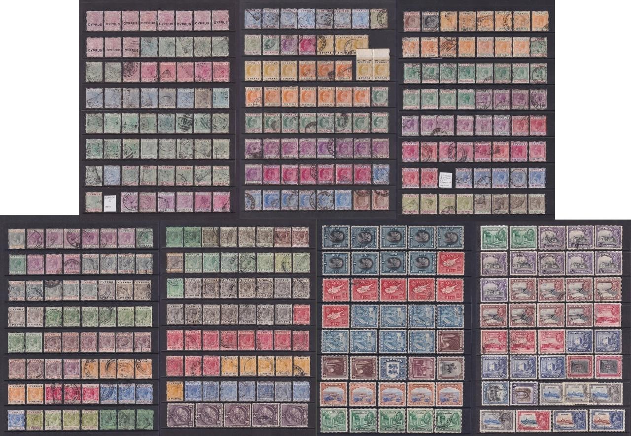 Cyprus QV - GV 1880 - 1935 Duplicated Stamps Used, MM etc. Cat very approx £2000