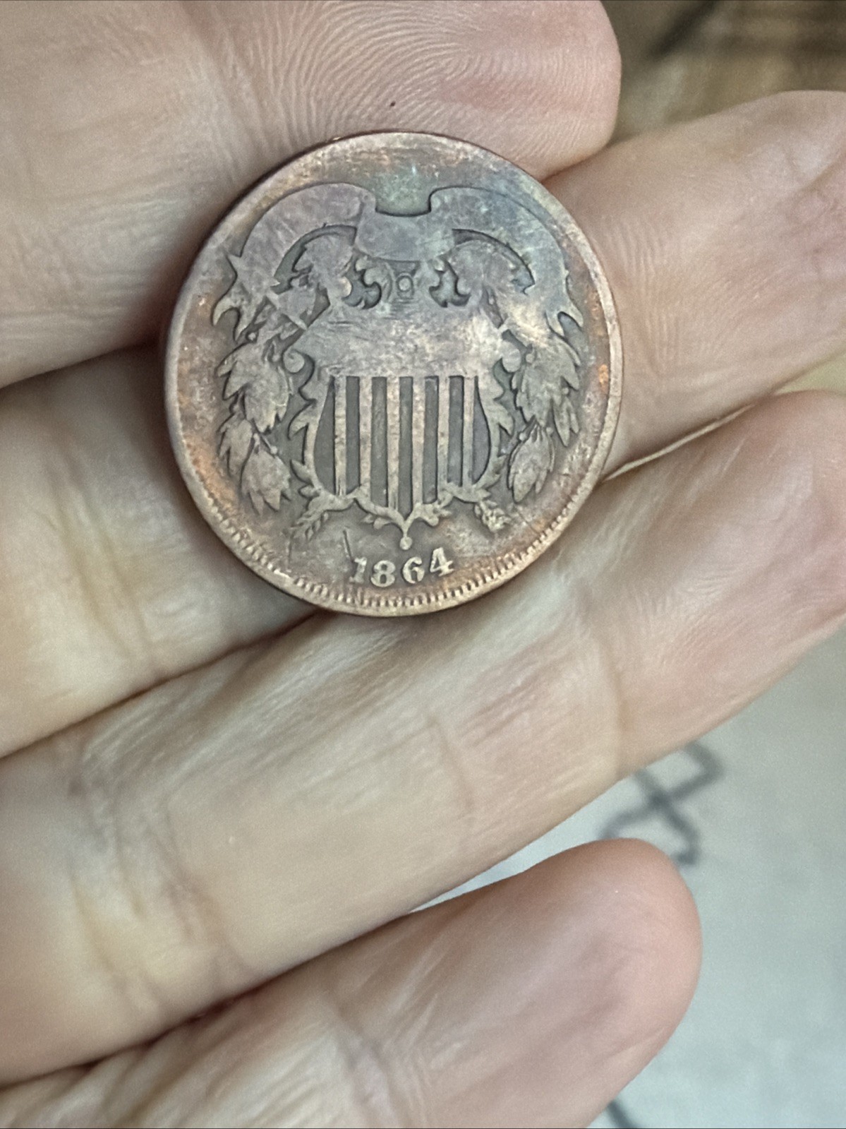 1864 Two‑Cent Piece • FULL DATE • Civil War Era U.S. Type Coin • Early Copper