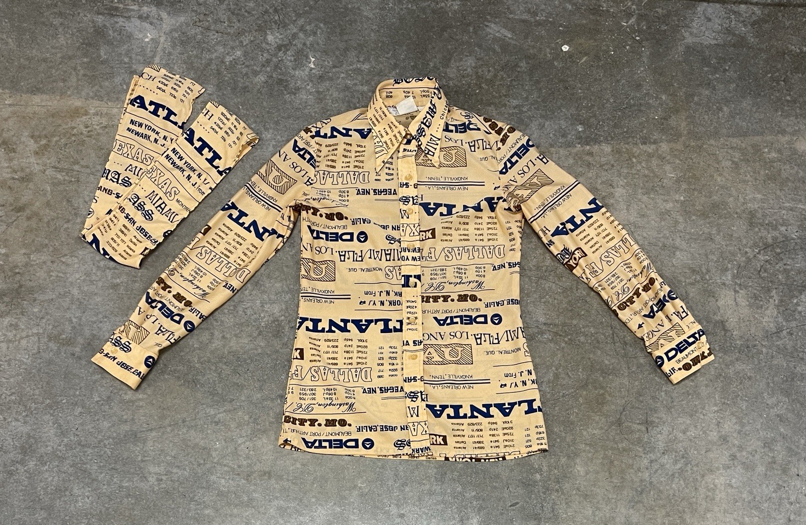 VTG 70s Delta Airlines Airport Customer Service (ACS) Pat Ashley Omniform Shirt