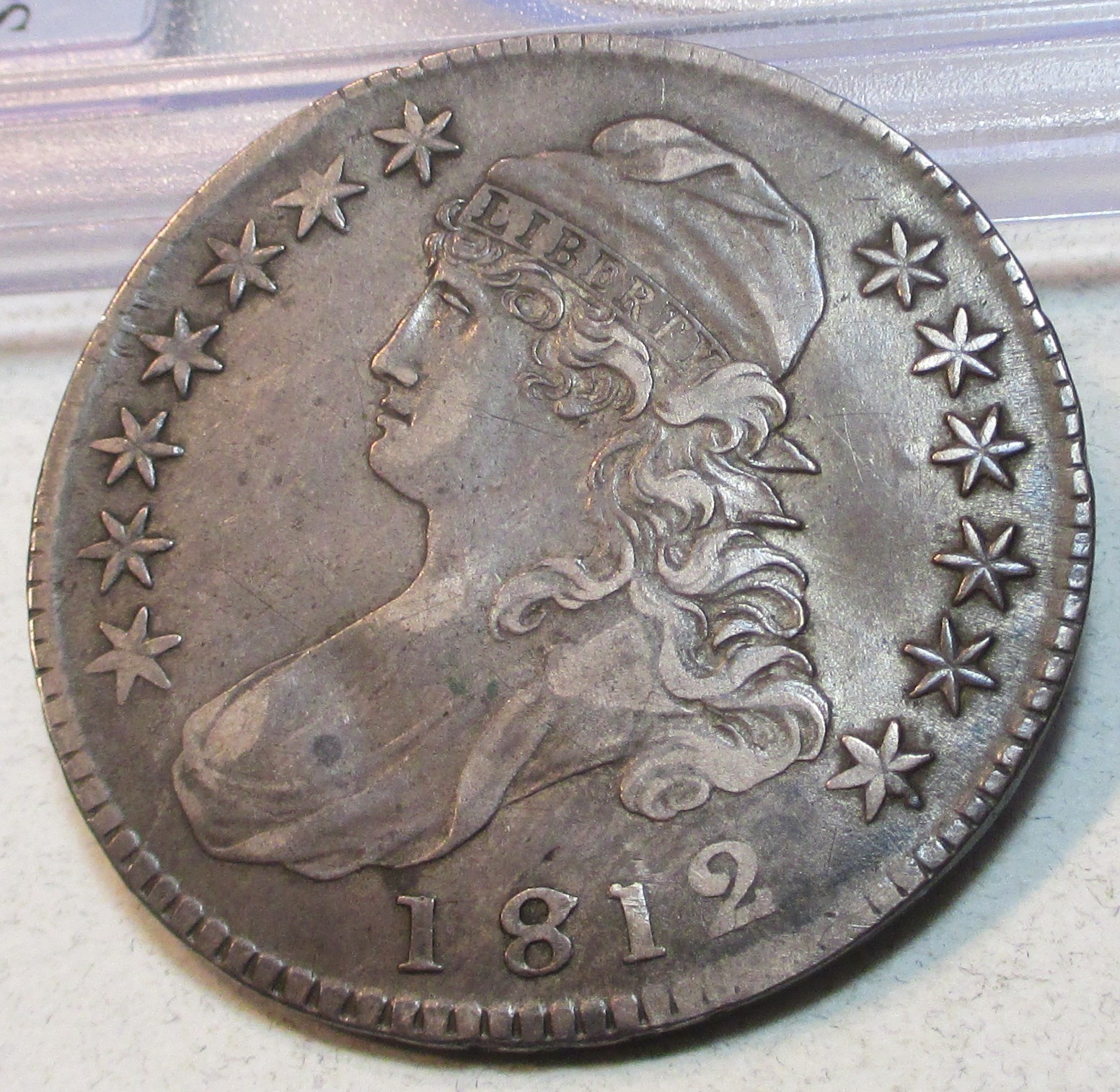 1812 CAPPED BUST SILVER HALF DOLLAR **VF+** RARE US COIN.