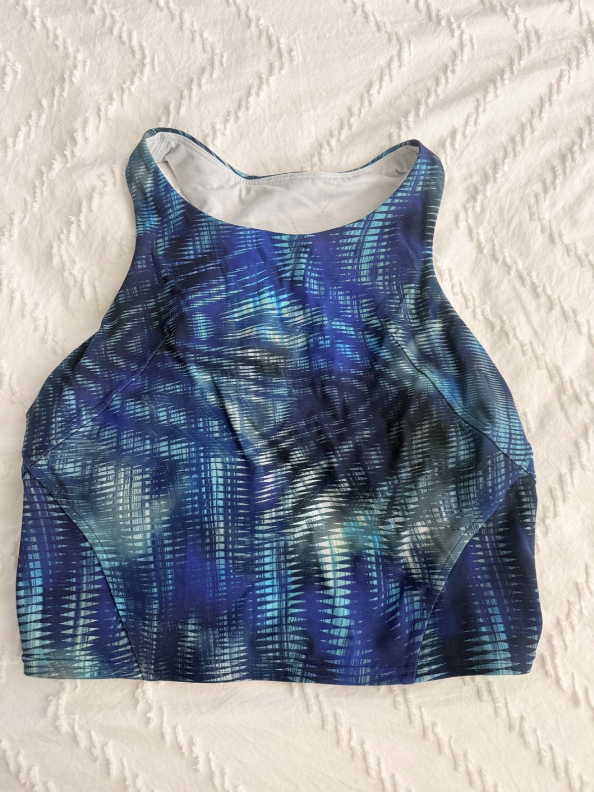 Lululemon Invigorate Training Tank Top High Neck Shelf Bra Blue Size 8