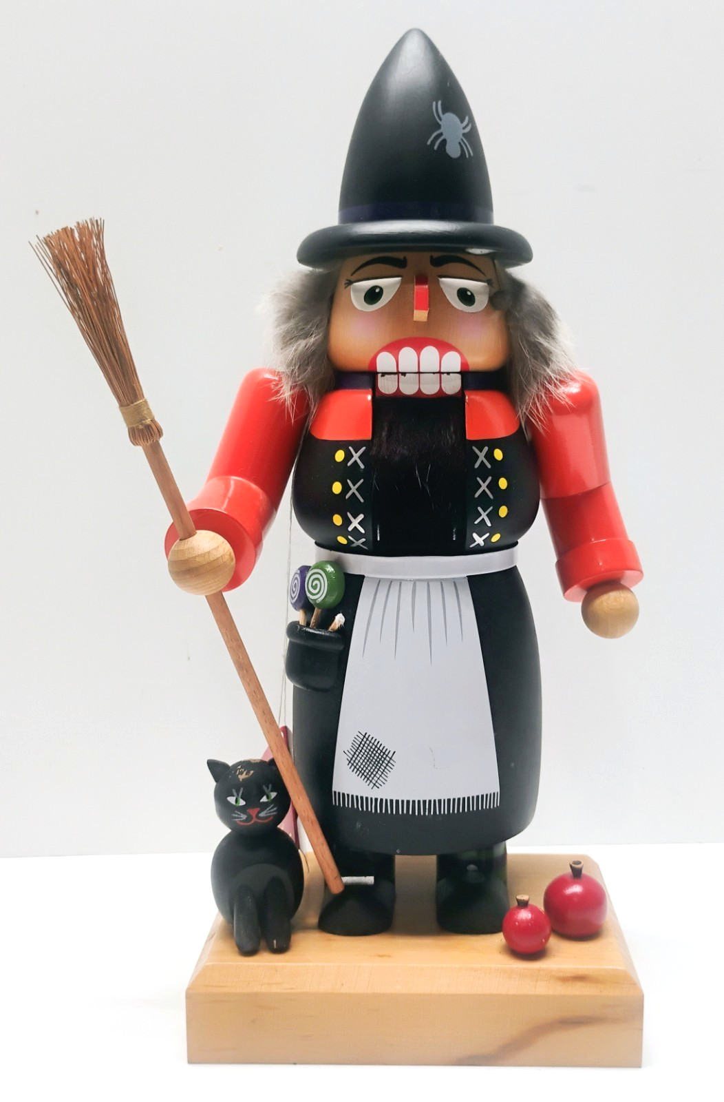 Rare 1995 E.M. Merck KWO Halloween Witch Nutcracker Black Cat Germany Folk Art
