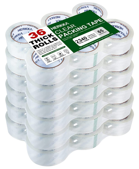 Cinta de Embalaje Transparente 36 Rollos Alta Resistencia 65 Yardas 1.88