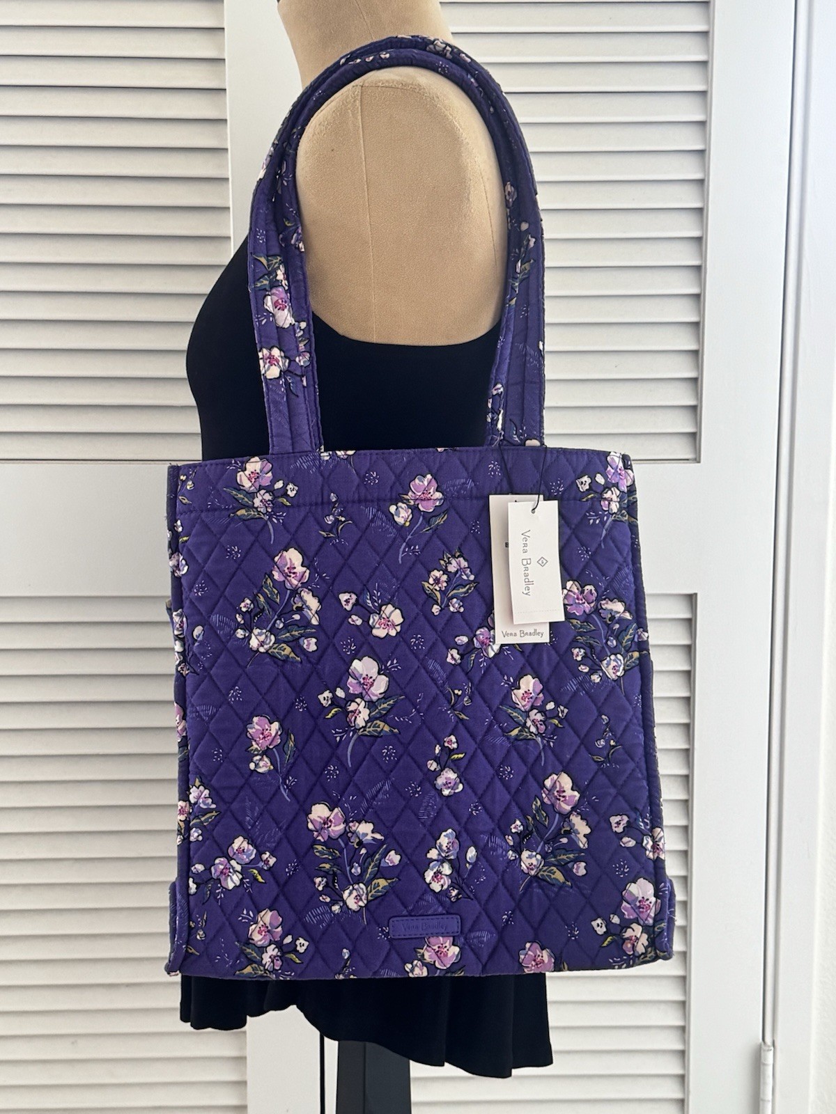 💜Vera Bradley 3-piece Bag & Accessory Set Purple Wild Roses Floral Tote NEW NWT