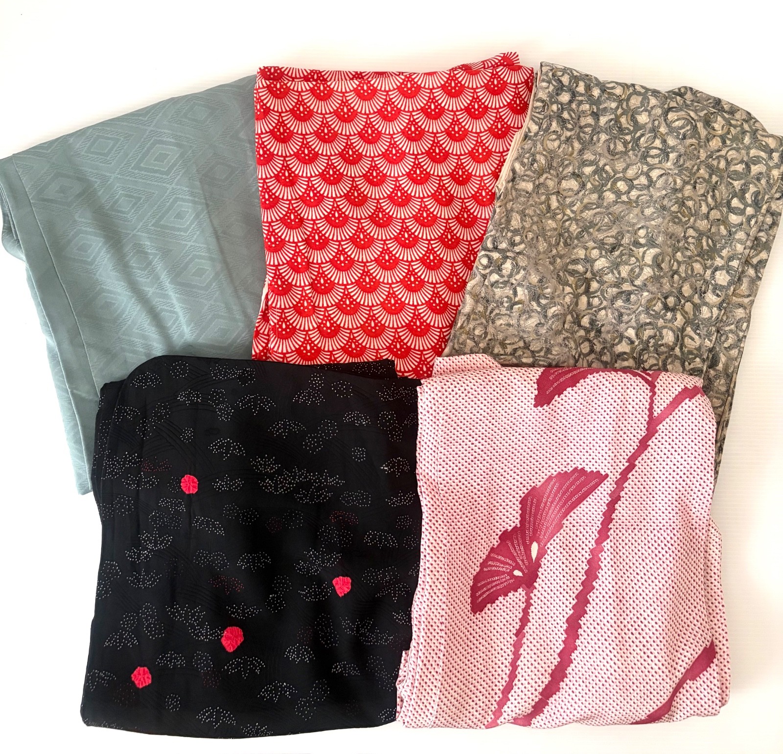 5pc Vintage Japanese Haori Jacket Lot Kimono Robe Wearable Mixed Patterns