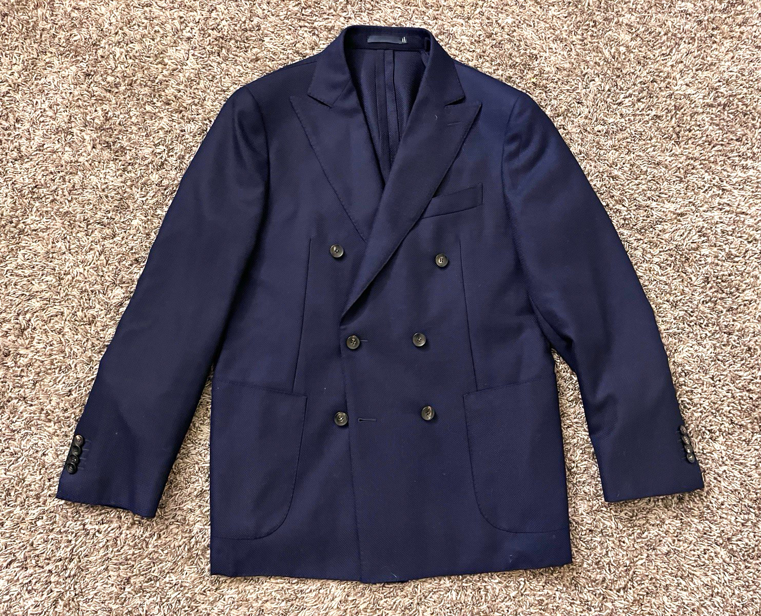 Suitsupply Navy Wool Grenadine Blazer Unlined Double Breasted Notch Lapel 42R Suitsupply Navy Wool Grenadine Blazer Unlined Double Breasted Notch Lapel 42R