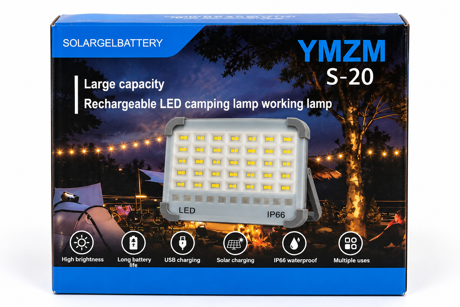 Brand New Rechargeable LED Camping & Work Light/Solar Charging or USB Charging