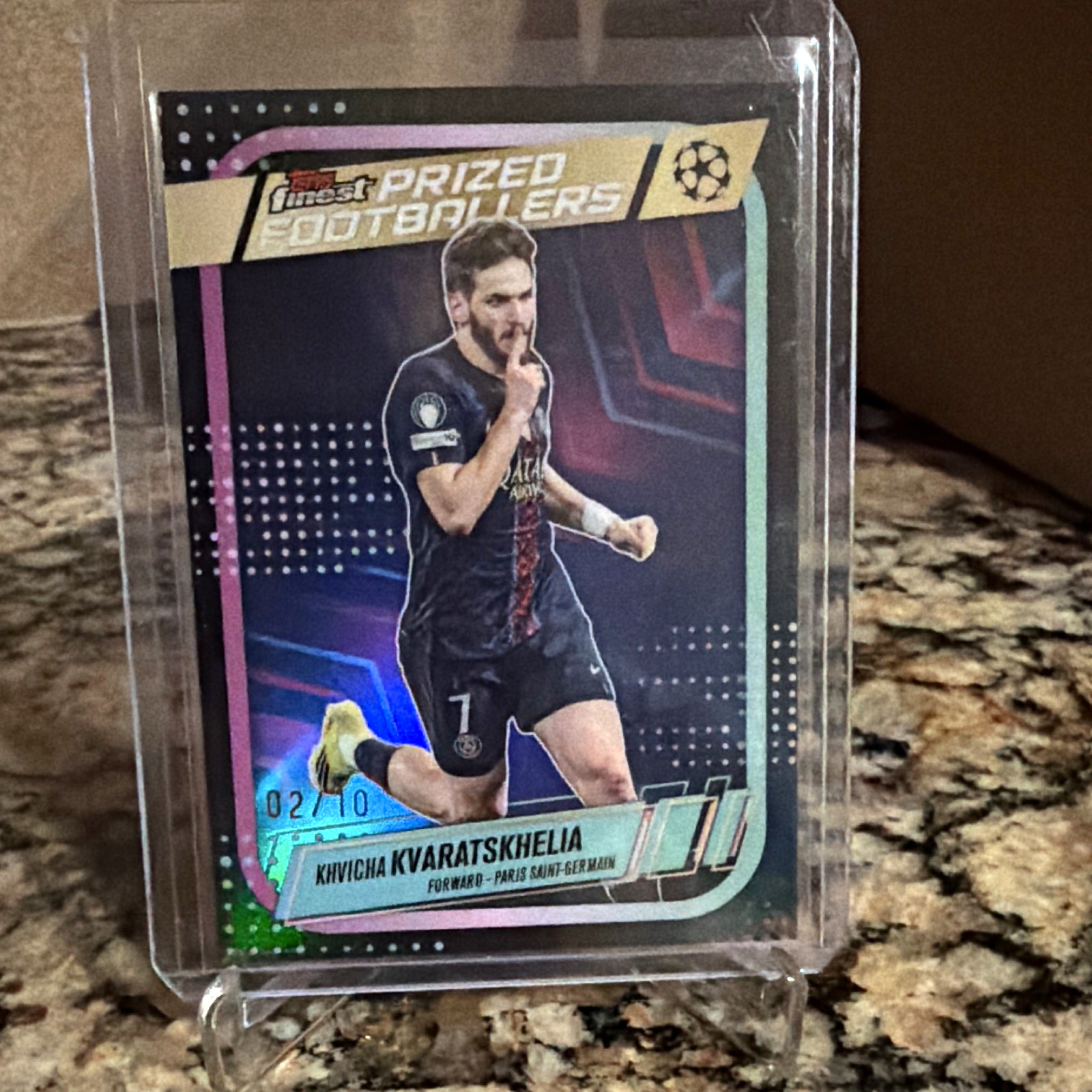 Topps 2025 Finest Khvicha Kvaratskhelia 🔥Black Refractor 2/10🔥 PF-22