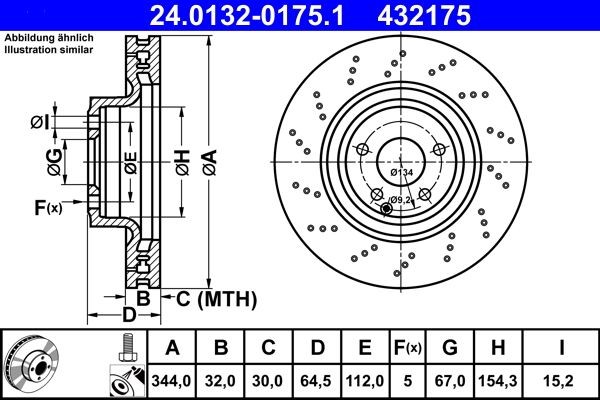 Brake Disc ATE 24.0132-0175.1 for MERCEDES-BENZ Brake Disc ATE 24.0132-0175.1 for MERCEDES-BENZ