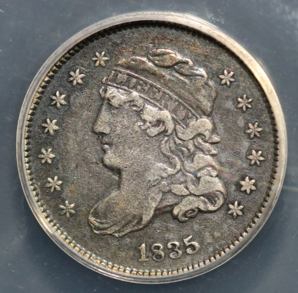 1835 Capped Bust Half Dime ANACS VF 30 Small Date Large 5 Silver 5c Variety