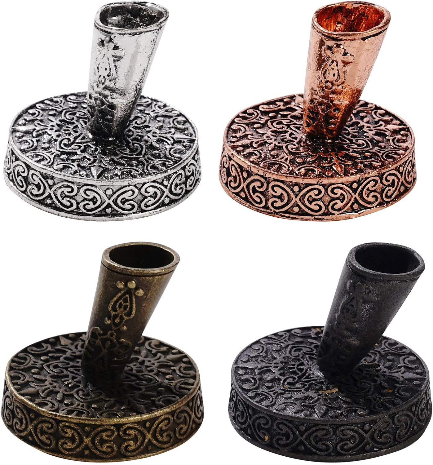 TXIN 4 Pieces Vintage round Metal Feather Pen Holder, Retro Feather Quill Dip TXIN 4 Pieces Vintage round Metal Feather Pen Holder, Retro Feather Quill Dip