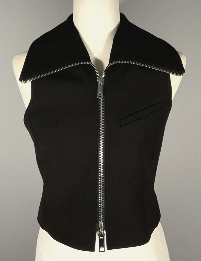 Ganni Bonded Women\'s Size 6 US 38 EU Black Sleeveless Zip Vest NWT Ganni Bonded Women\'s Size 6 US 38 EU Black Sleeveless Zip Vest NWT