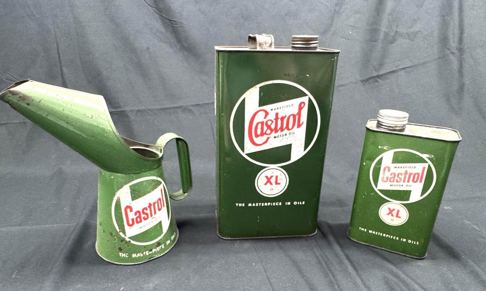 Vintage Castrol Oil Can & Pouring Jug Set Automobilia