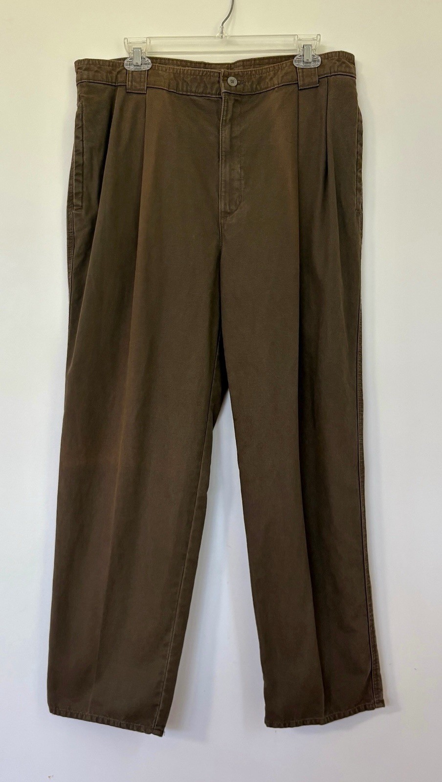 Vintage 90s Dockers Pleated Chino Pants Mens 36x30 Brown Olive 100% Cotton