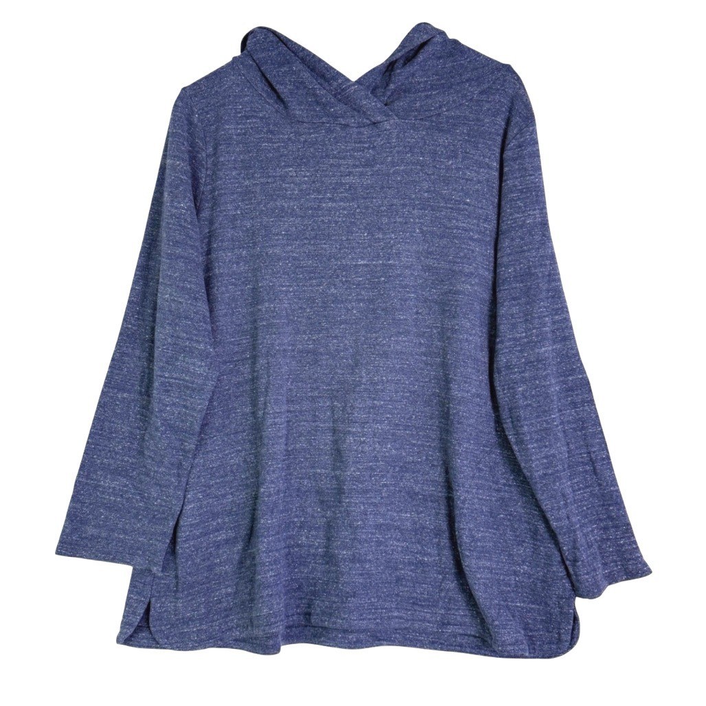 J. PURE JILL Dark Blue Heather COTTON HOODIE SHIRT TOP Comfy Knit Weekender M