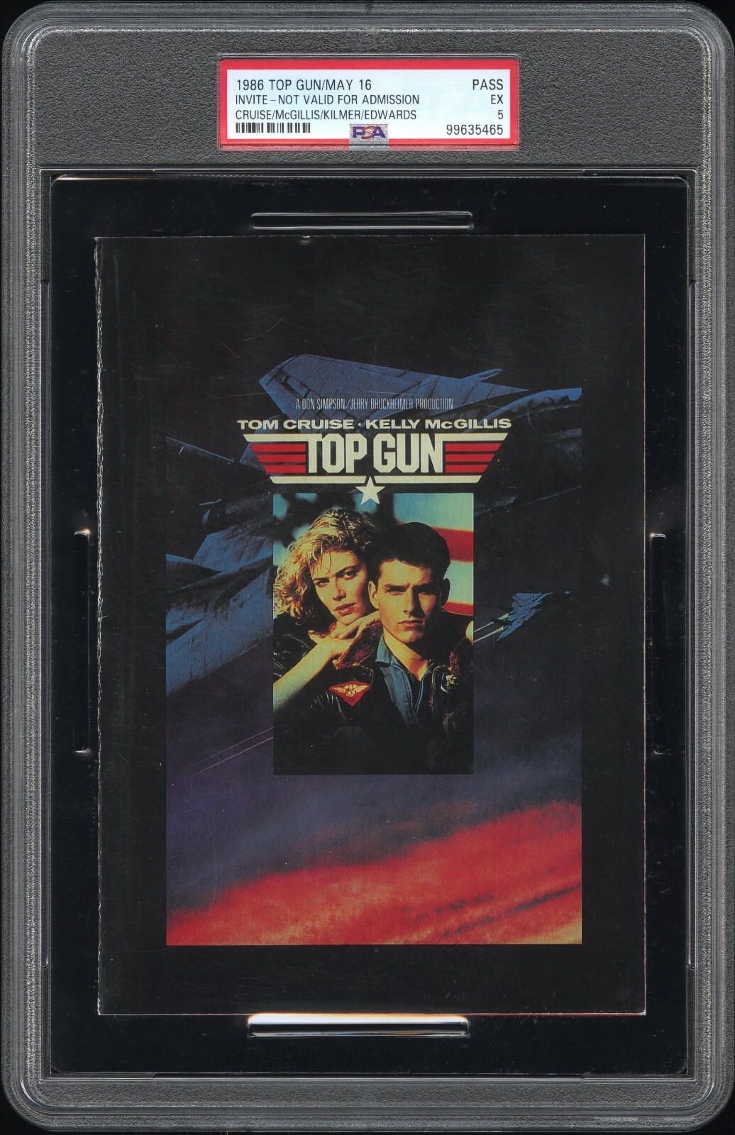 1986 TOP GUN PASS INVITE-NOT VALID FOR ADMISSION May 16 1986 PSA 5 POP 1 1986 TOP GUN PASS INVITE-NOT VALID FOR ADMISSION May 16 1986 PSA 5 POP 1