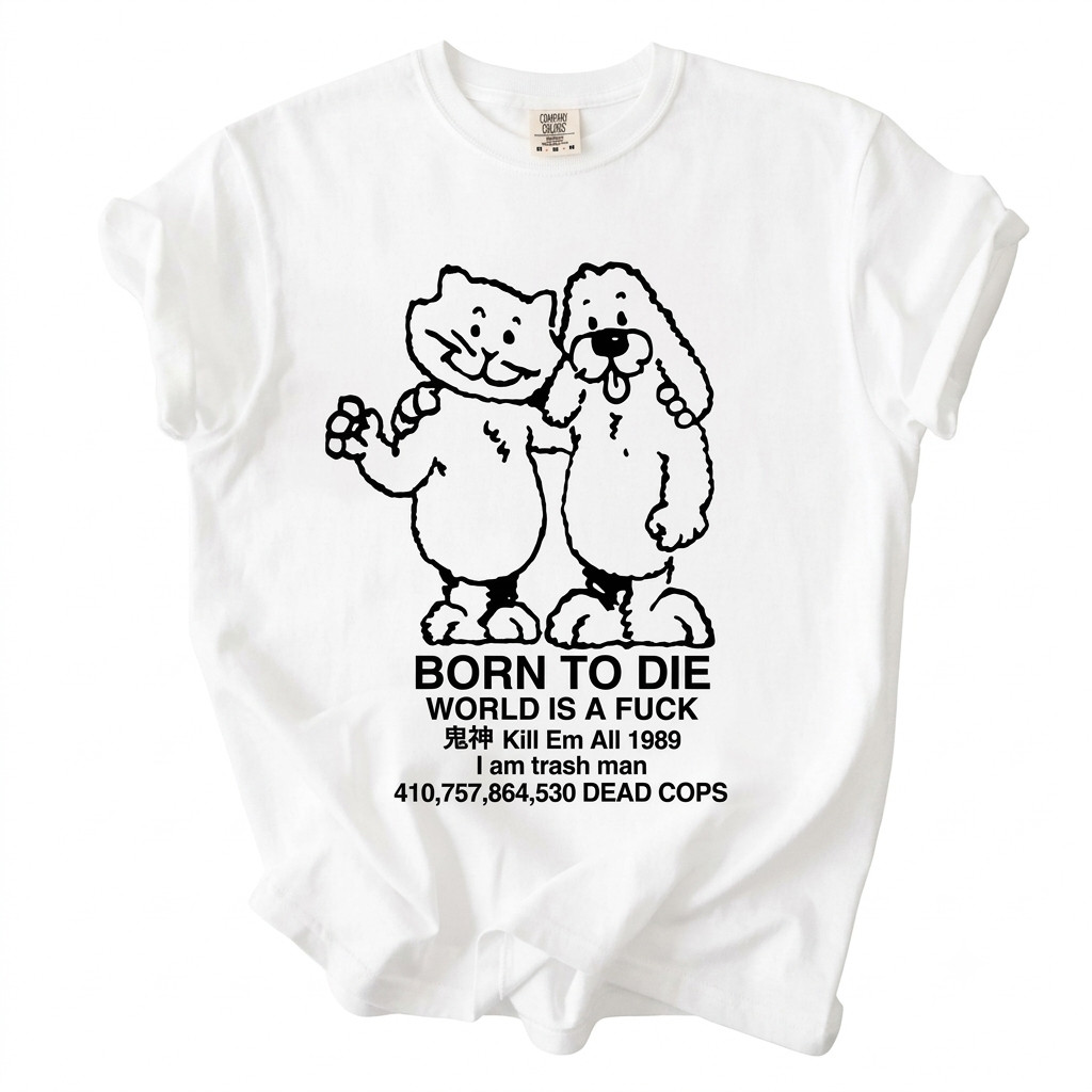 Funny Meme T-Shirt Cursed Sad Cartoon Friends Born to Die Graphic Vintage Tee