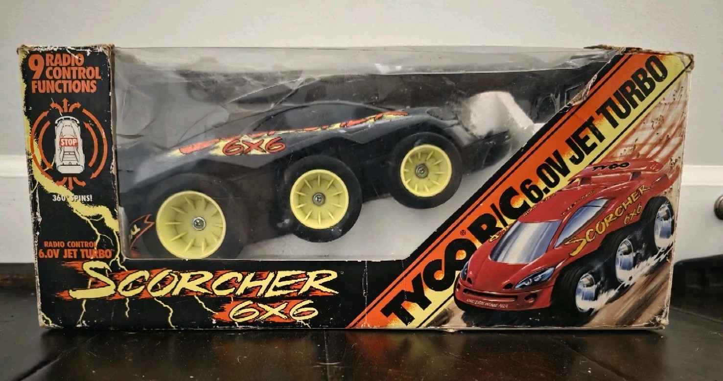 Vintage Tyco Scorcher 6x6 RC Car Working w/ Remote Box New NiMH Battery & Charge