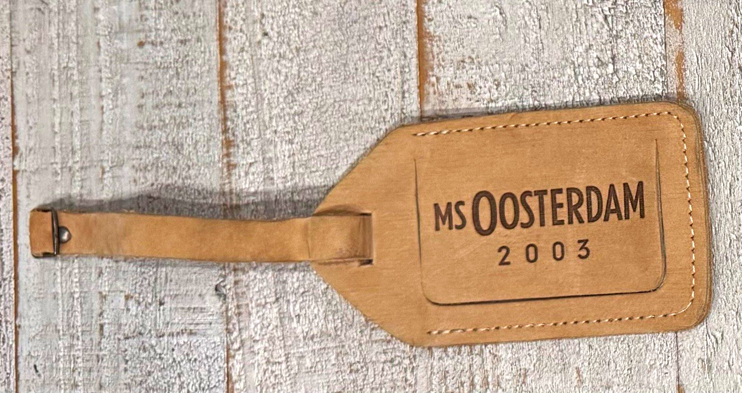 Vintage 2003 MS Oosterdam Holland America Line Leather Luggage Tag Cruise Ship