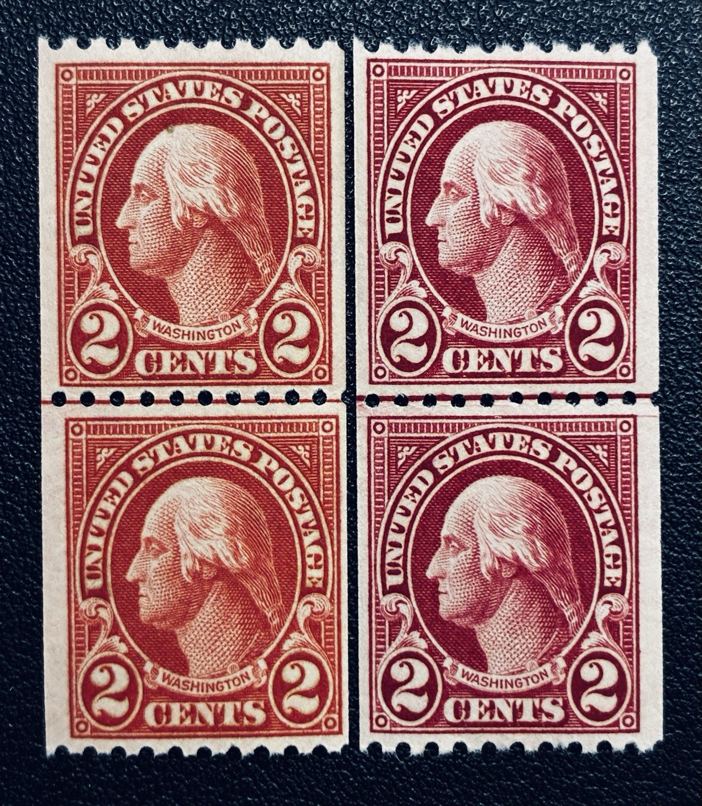US Stamp, Scott #606 & 606a Line Pairs, 1923 2c Washington / Mint NH OG SCV $775