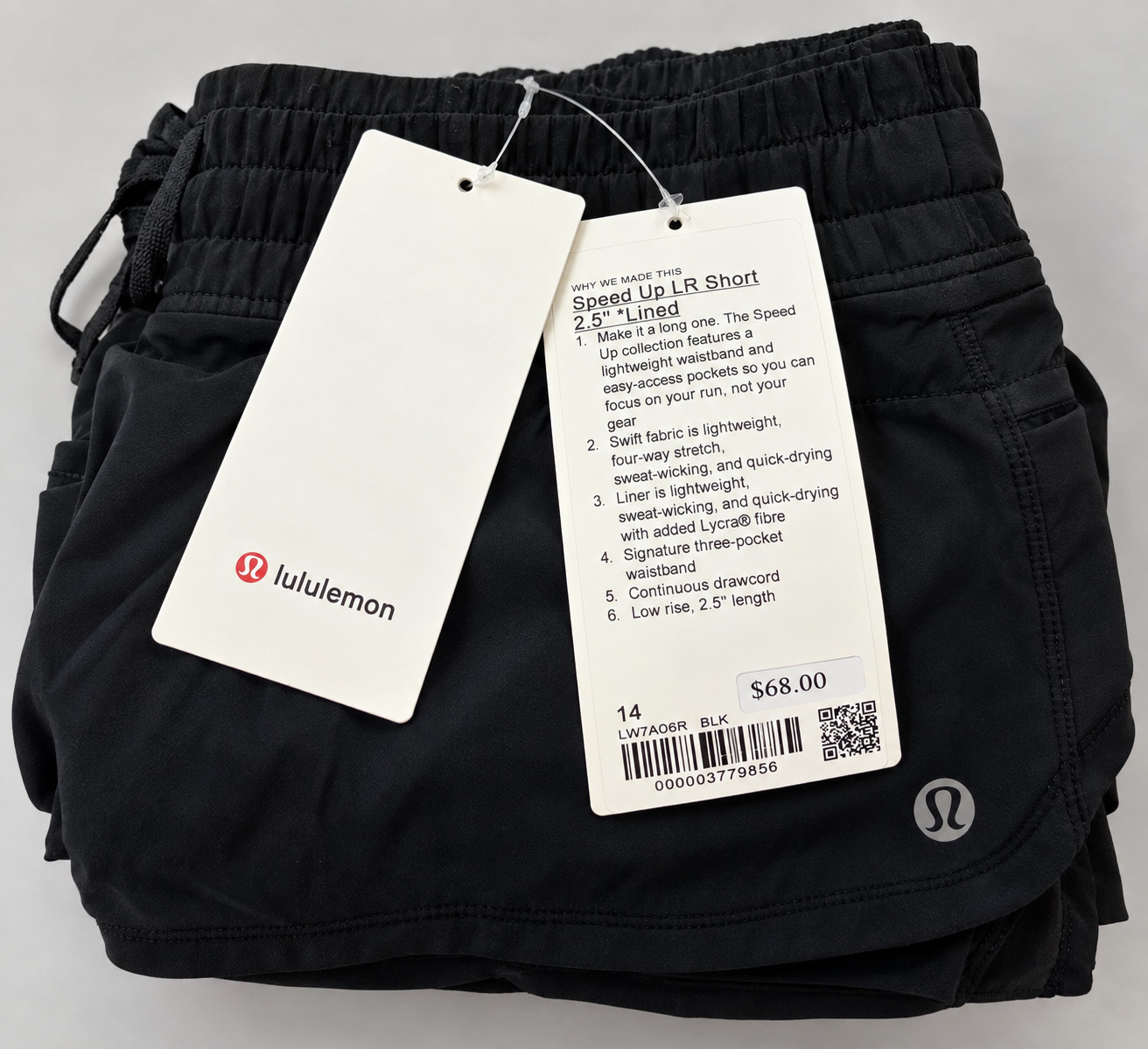 Lululemon Speed Up Low-Rise Lined Athletic Running Shorts Black Size 14 LW7AO6R