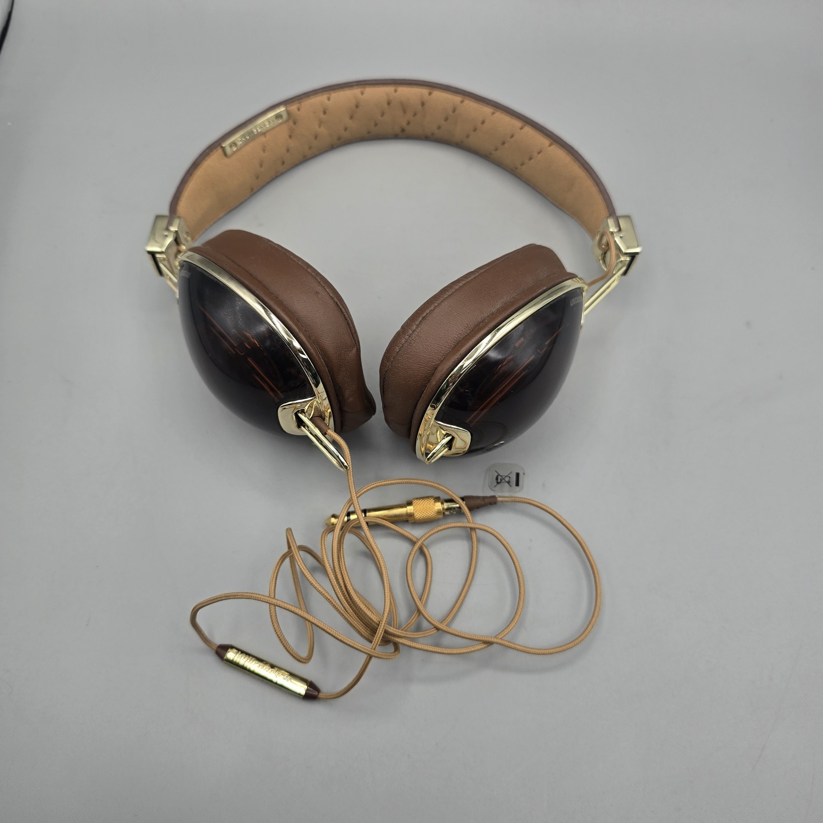 Skullcandy Roc Nation Aviator Clear Brown Gold Headphones Transparent Used